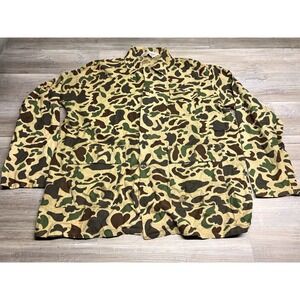 Vintage SEAWAY Mens Long Sleeve Camo Hunting Military Shirt 100% Cotton Size L